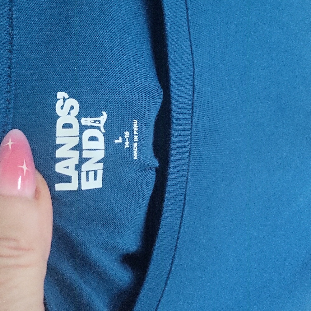 Lands' End women's perfect short sleeve t-shirt.  Blue,  large - Picture 2 of 5